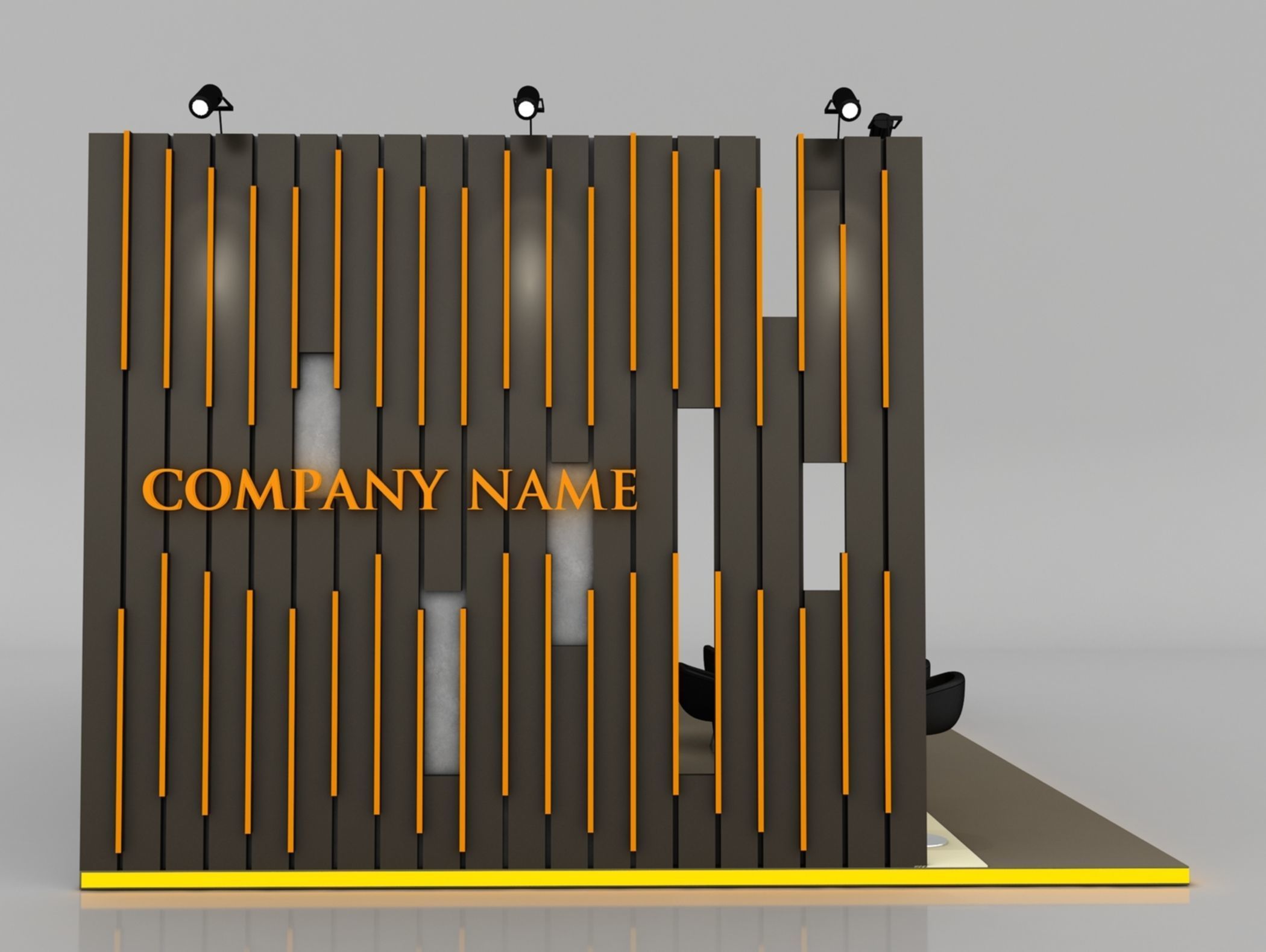 Booth Exhibition Stand Stall 6x10m Height 400 cm 3 Side Open 3D model_6