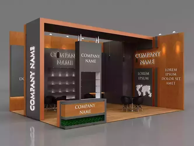 Booth Exhibition Stand Stall 6x8m Height 350 cm 2 Side Open
