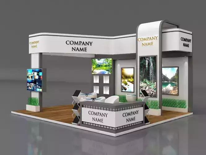 Booth Exhibition Stand Stall 6x7m Height 450 cm 3 Side Open