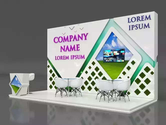 Booth Exhibition Stand Stall 6x3m Height 350 cm 3 Side Open