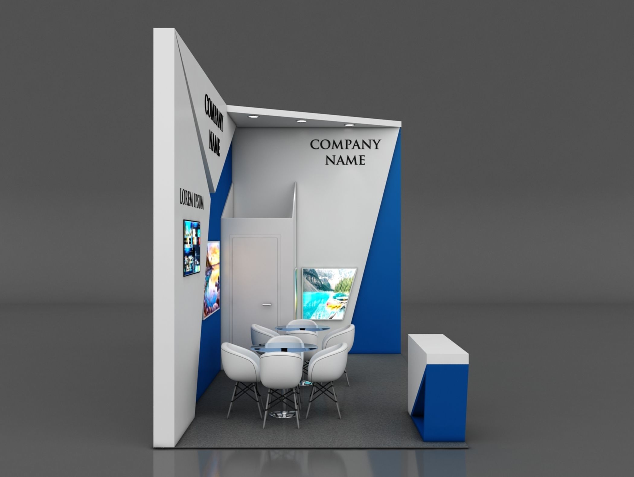 Booth Exhibition Stand Stall 6x3m Height 400 cm 2 Side Open 3D model_2