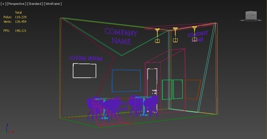 Booth Exhibition Stand Stall 6x3m Height 400 cm 2 Side Open 3D model_4