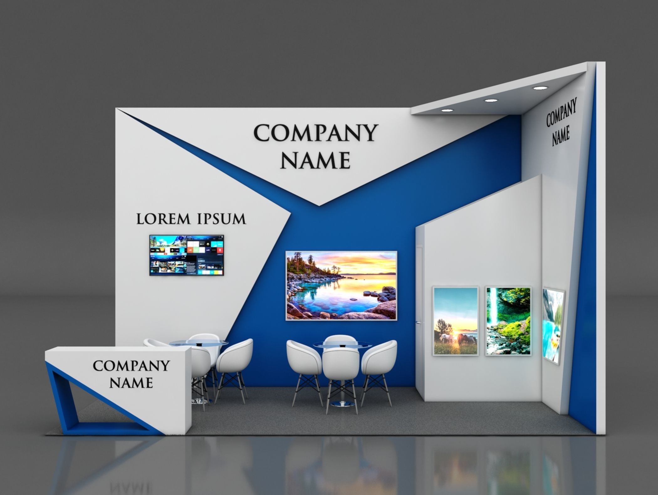 Booth Exhibition Stand Stall 6x3m Height 400 cm 2 Side Open 3D model_3