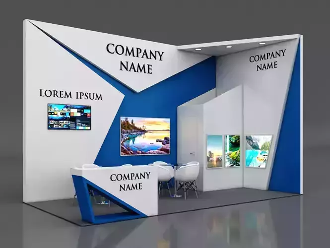 Booth Exhibition Stand Stall 6x3m Height 400 cm 2 Side Open