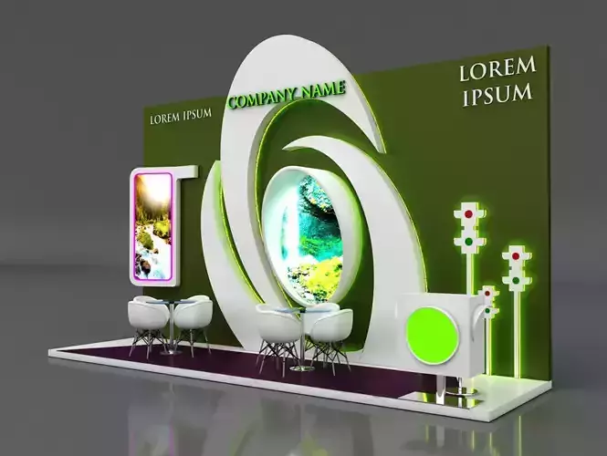 Booth Exhibition Stand Stall 7x2m Height 500 cm 3 Side Open