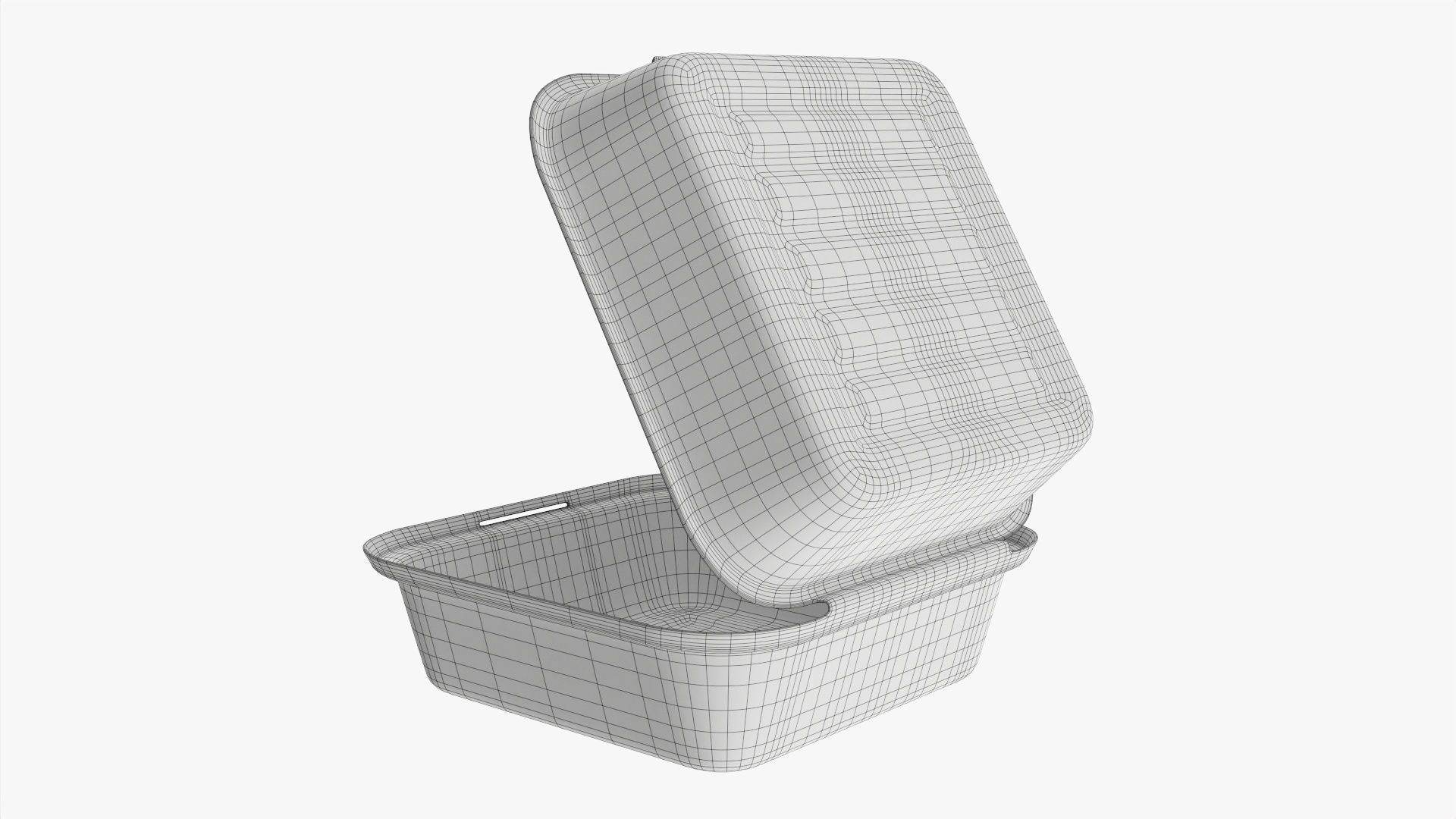 Take-away compostable container open 3D model_8
