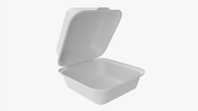 Take-away compostable container open 3D model