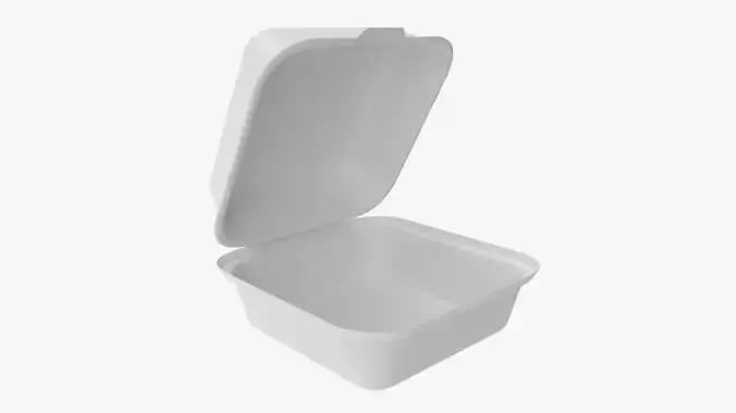 Take-away compostable container open 3D model