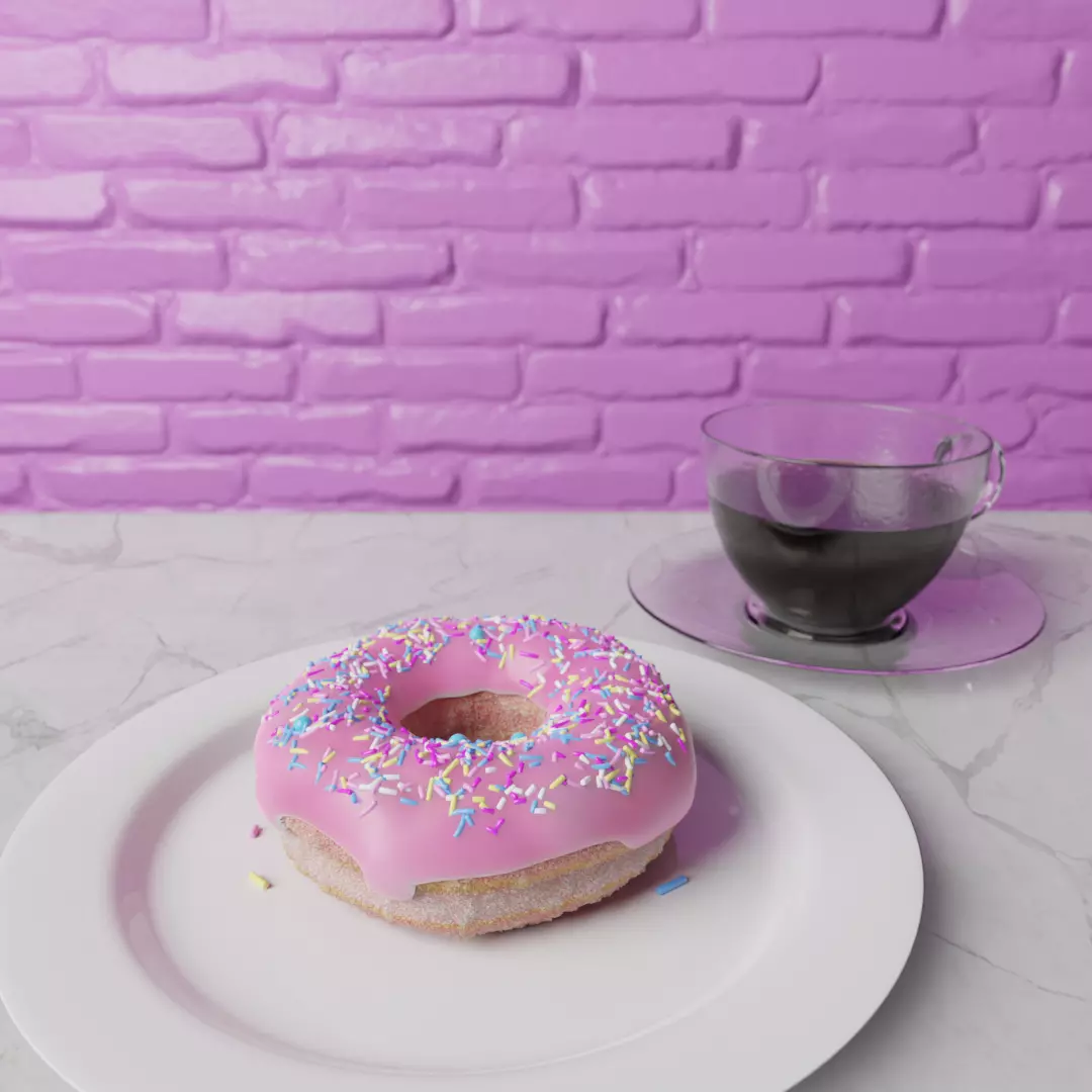 Donut and Coffee 3D model_0