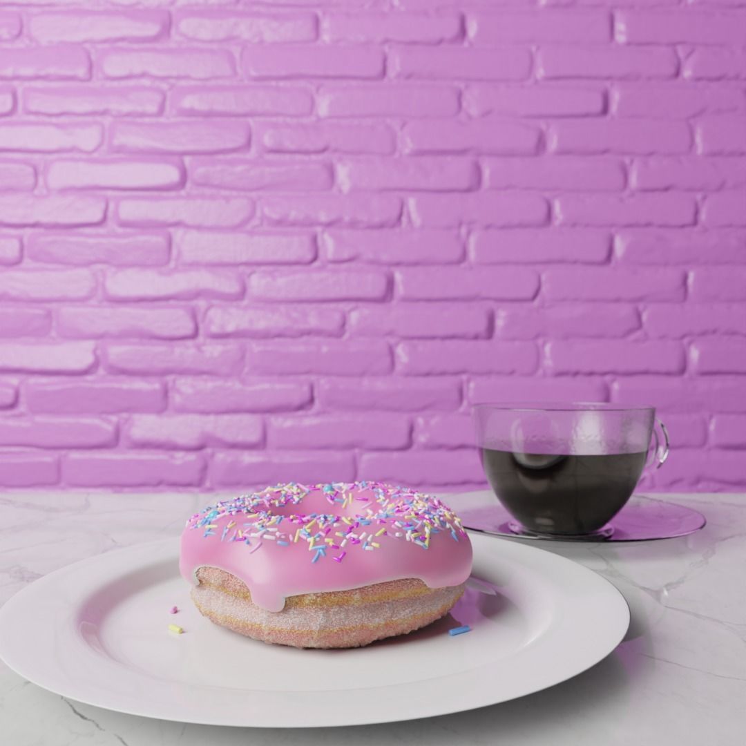 Donut and Coffee 3D model_2