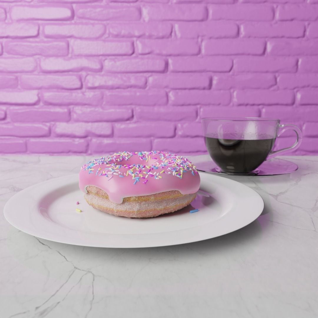 Donut and Coffee 3D model_1