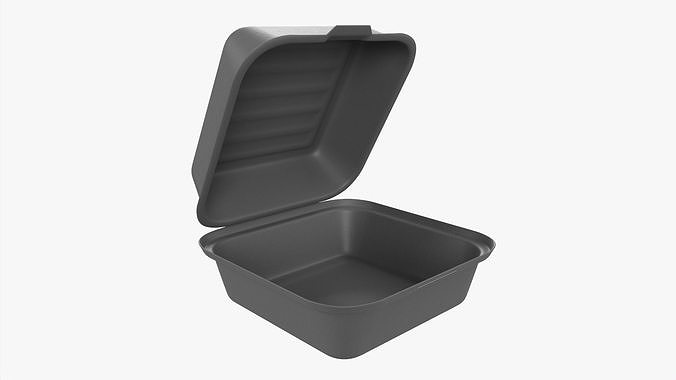 Take-away compostable container open gray 3D model