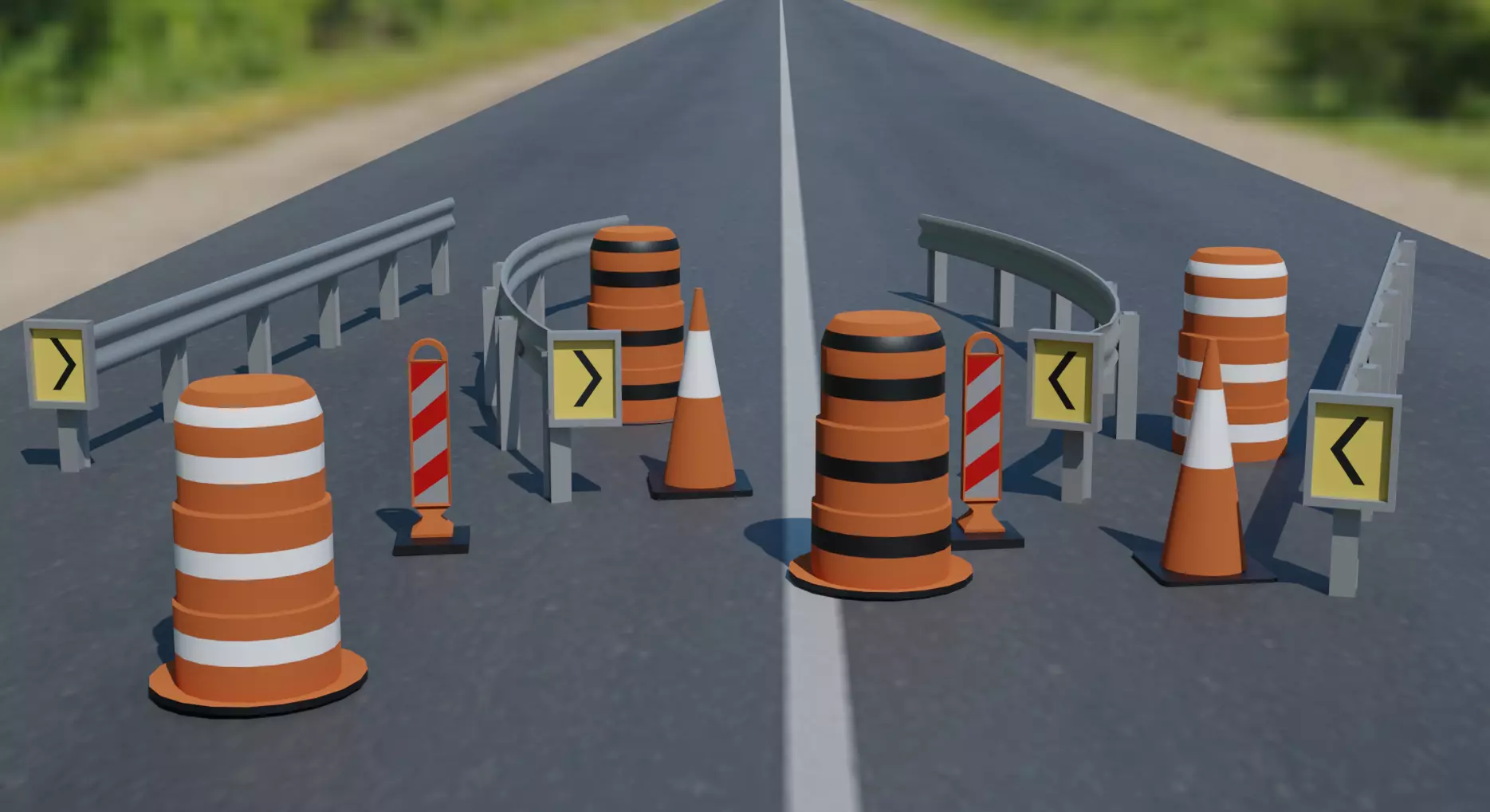 road barriers 3D model Low-poly 3D model