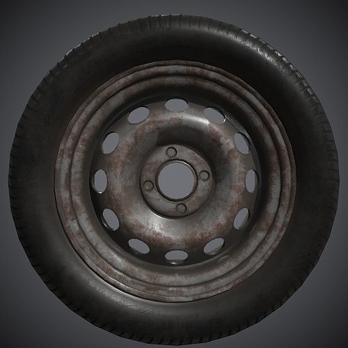 Old Wheel Low Poly Low-poly 3D model