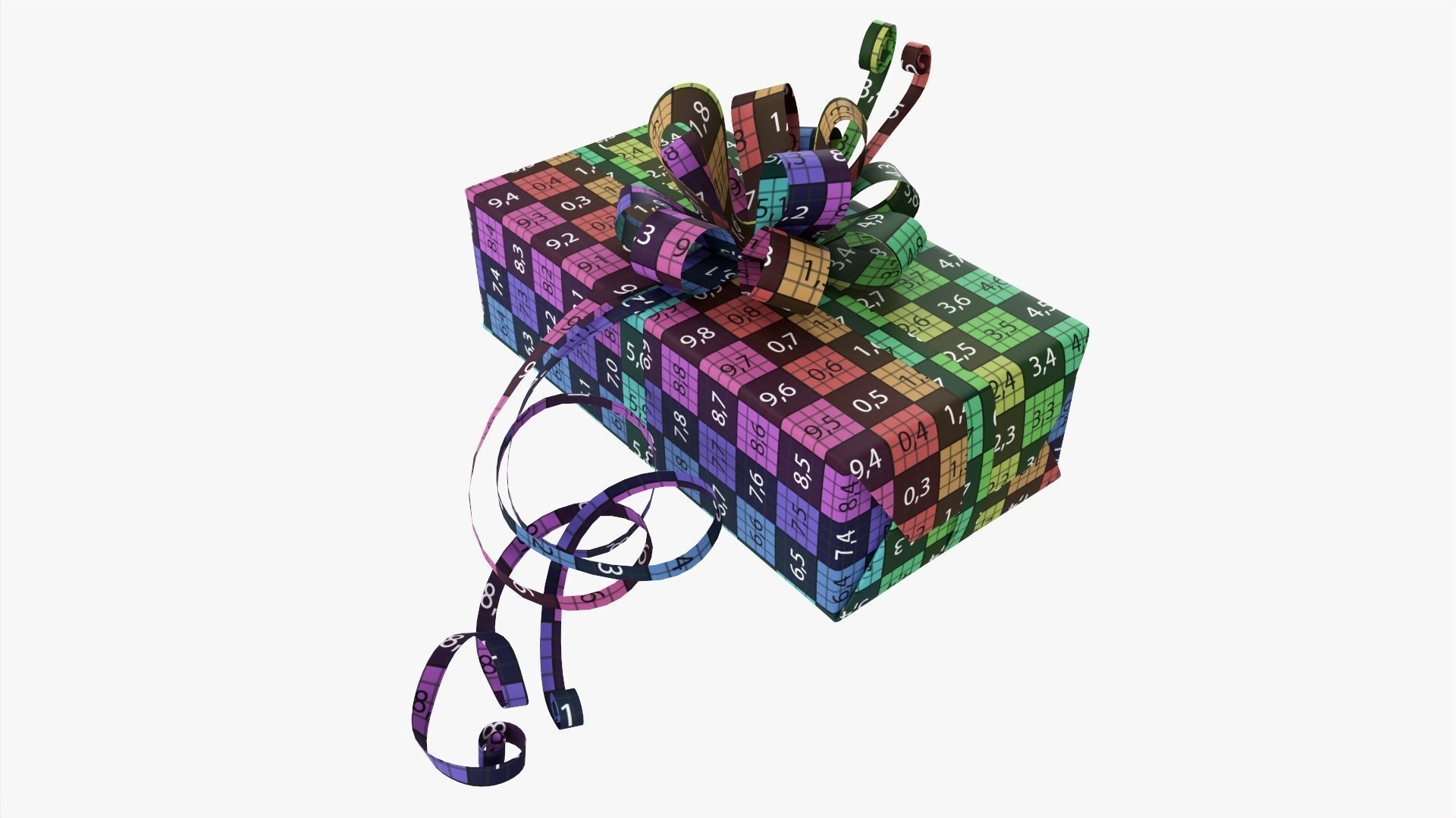 Gift box with bow ribbon 01 3D model_8