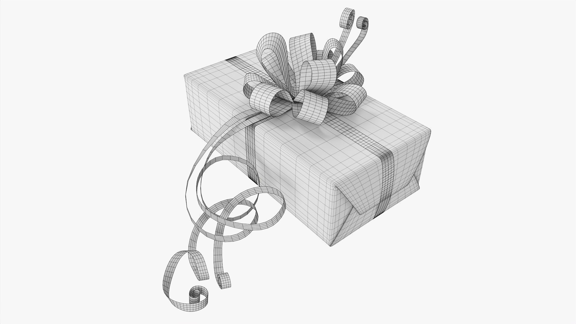 Gift box with bow ribbon 01 3D model_7