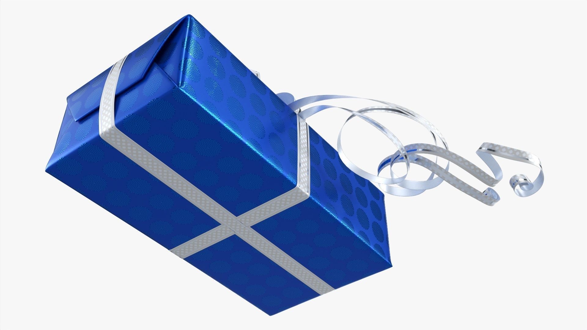 Gift box with bow ribbon 01 3D model_2