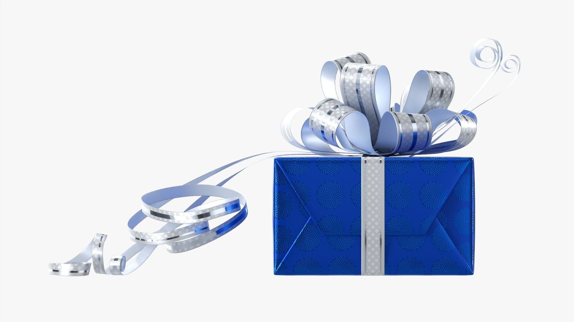 Gift box with bow ribbon 01 3D model_4