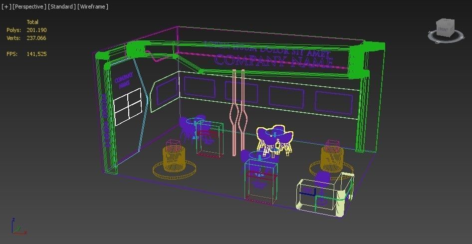 Booth Exhibition Stand Stall 6x9m Height 450 cm 2 Side Open 3D model_4