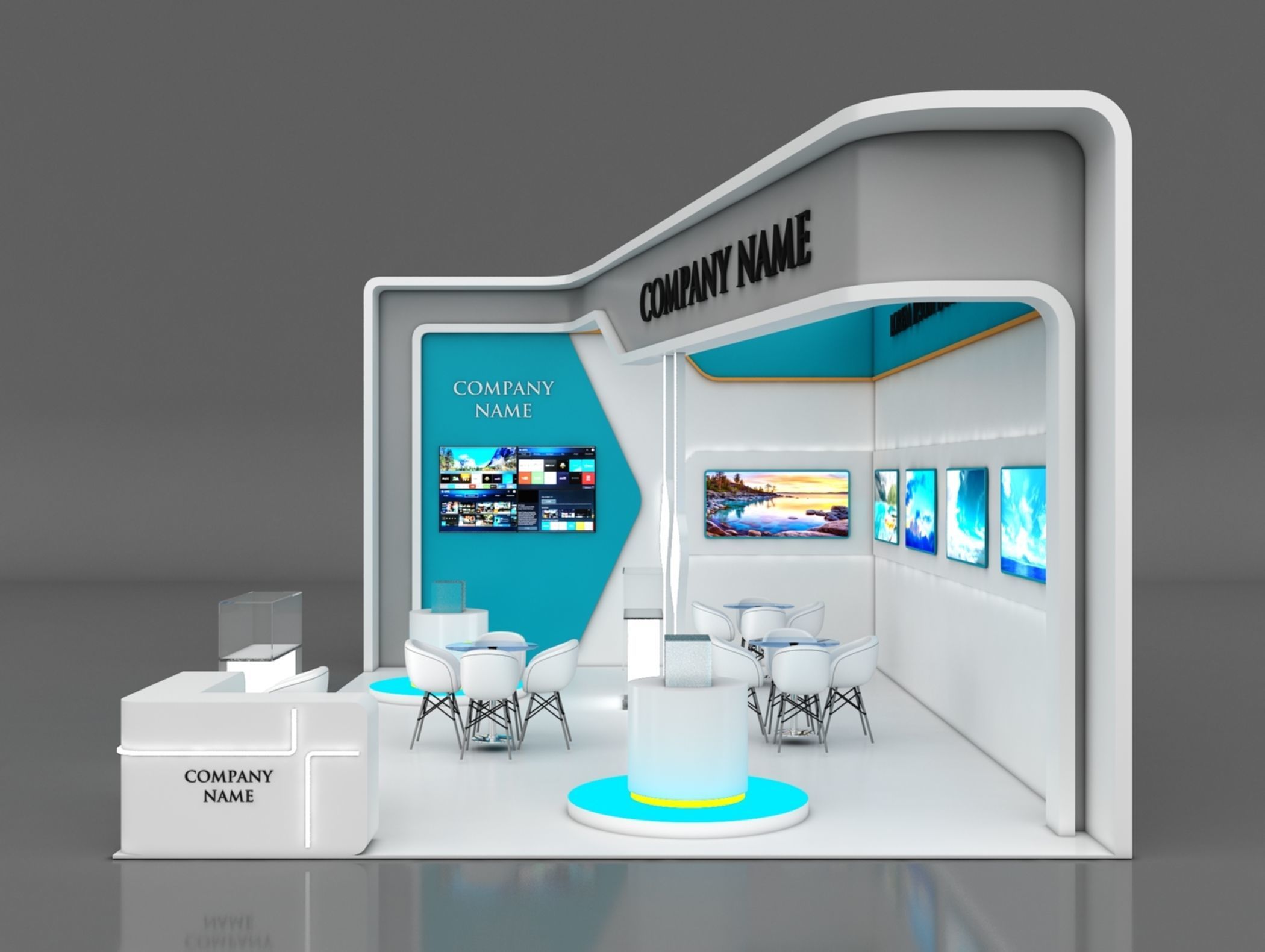 Booth Exhibition Stand Stall 6x9m Height 450 cm 2 Side Open 3D model_3