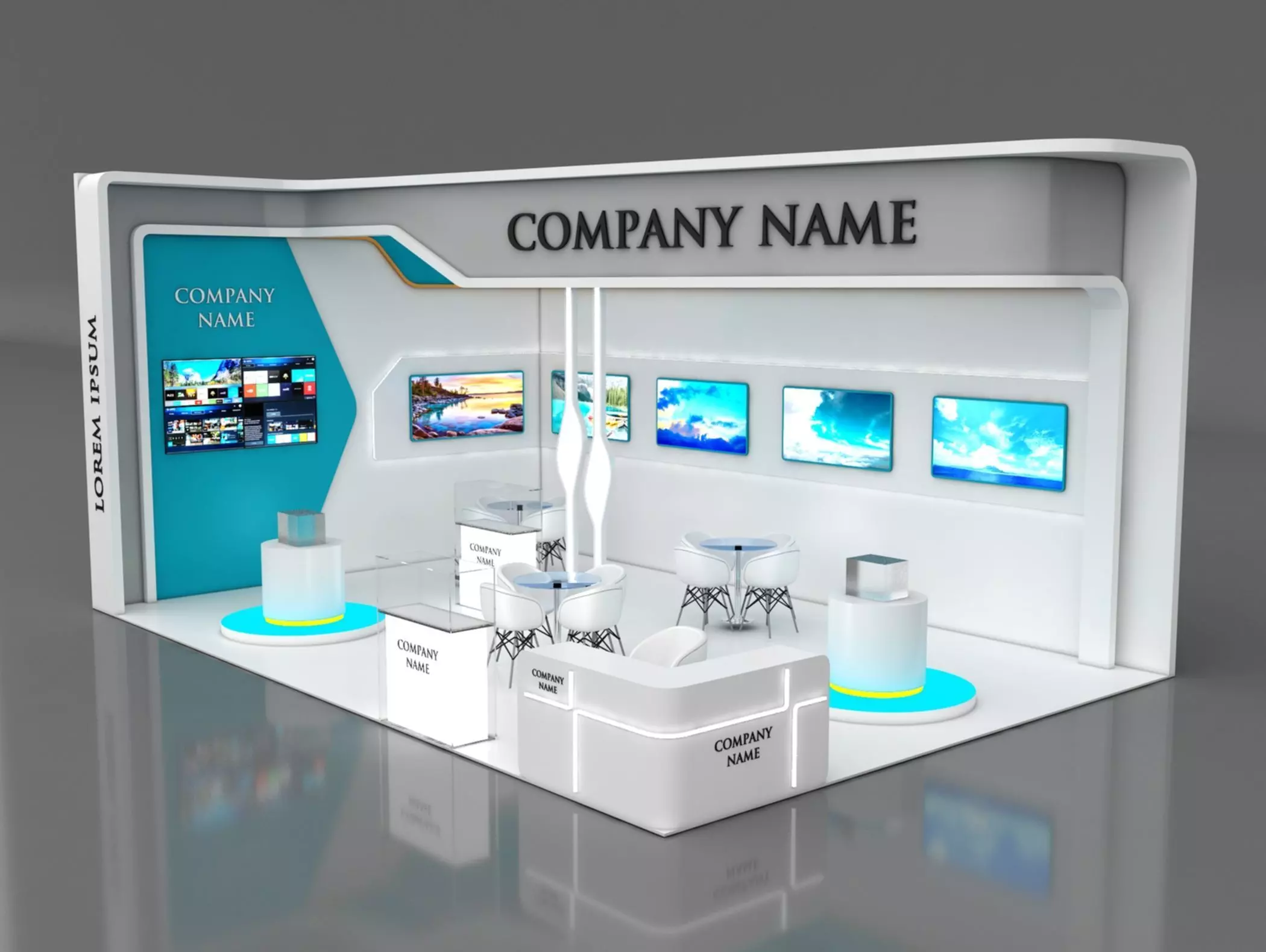 Booth Exhibition Stand Stall 6x9m Height 450 cm 2 Side Open 3D model_0