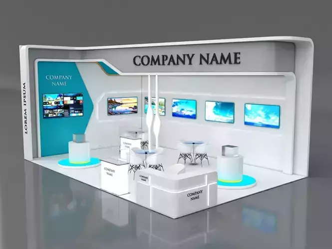 Booth Exhibition Stand Stall 6x9m Height 450 cm 2 Side Open 3D model