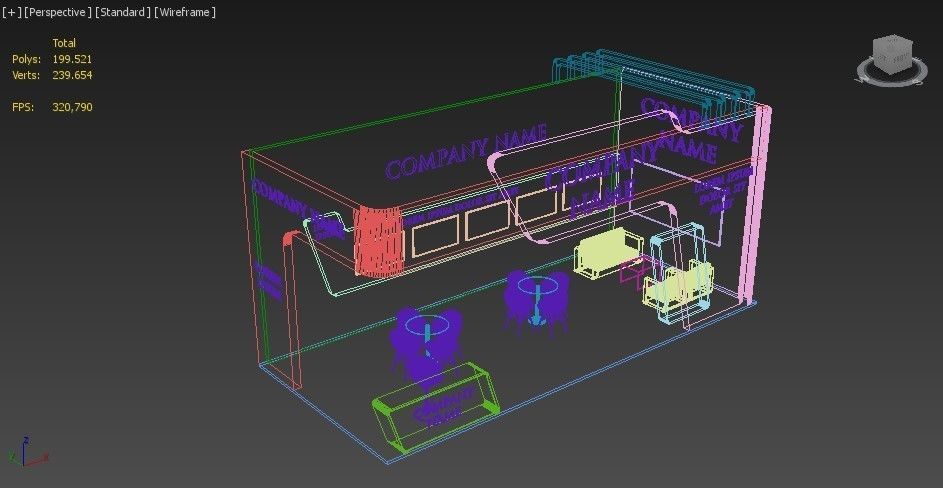 Booth Exhibition Stand Stall 9x4m Height 450 cm 2 Side Open 3D model_4
