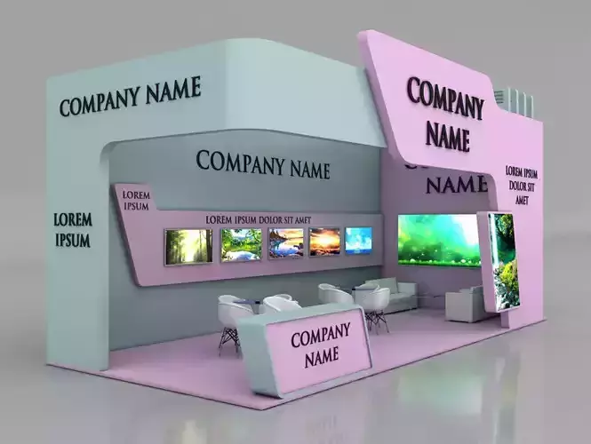 Booth Exhibition Stand Stall 9x4m Height 450 cm 2 Side Open 3D model