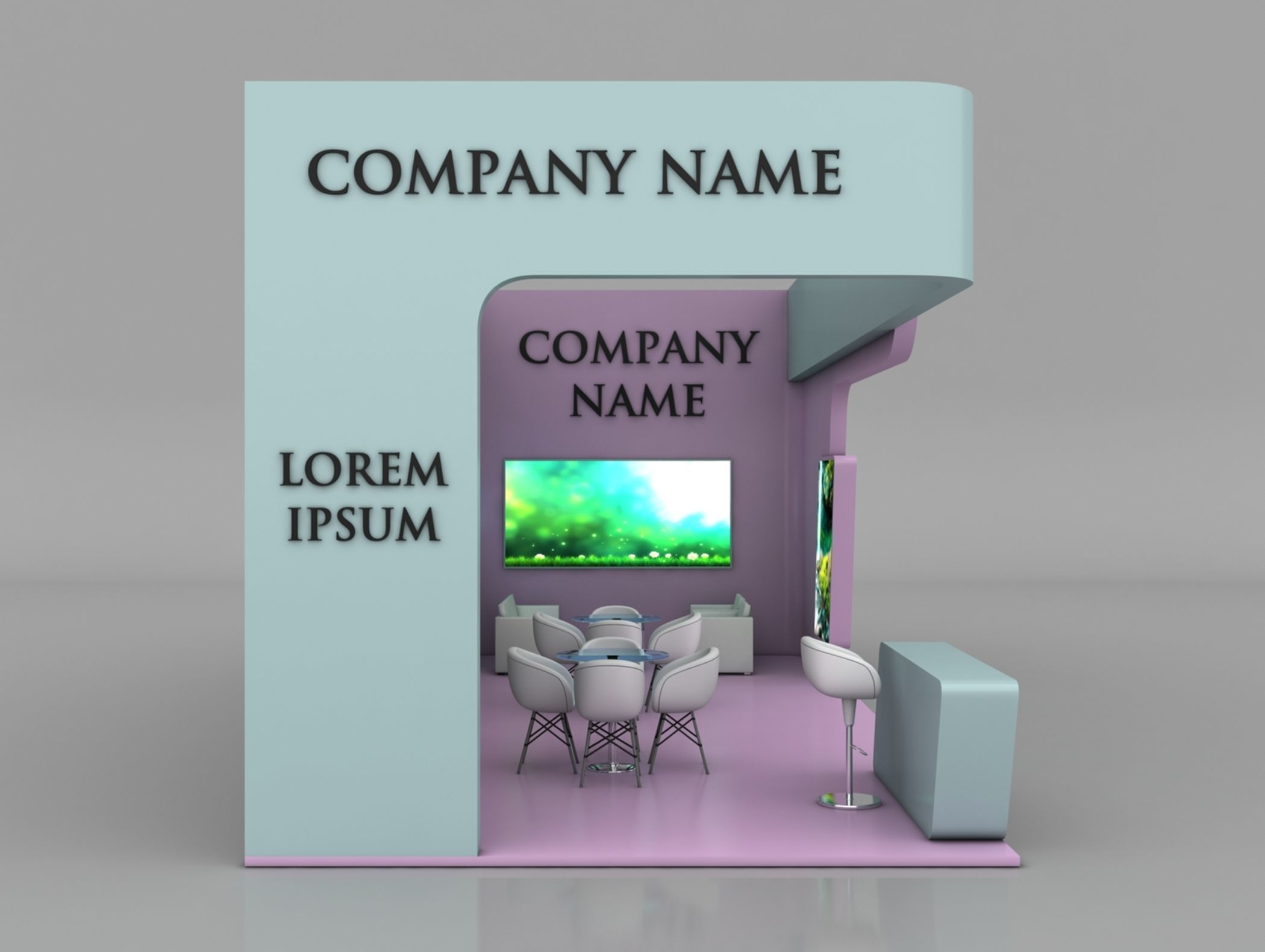 Booth Exhibition Stand Stall 9x4m Height 450 cm 2 Side Open 3D model_3