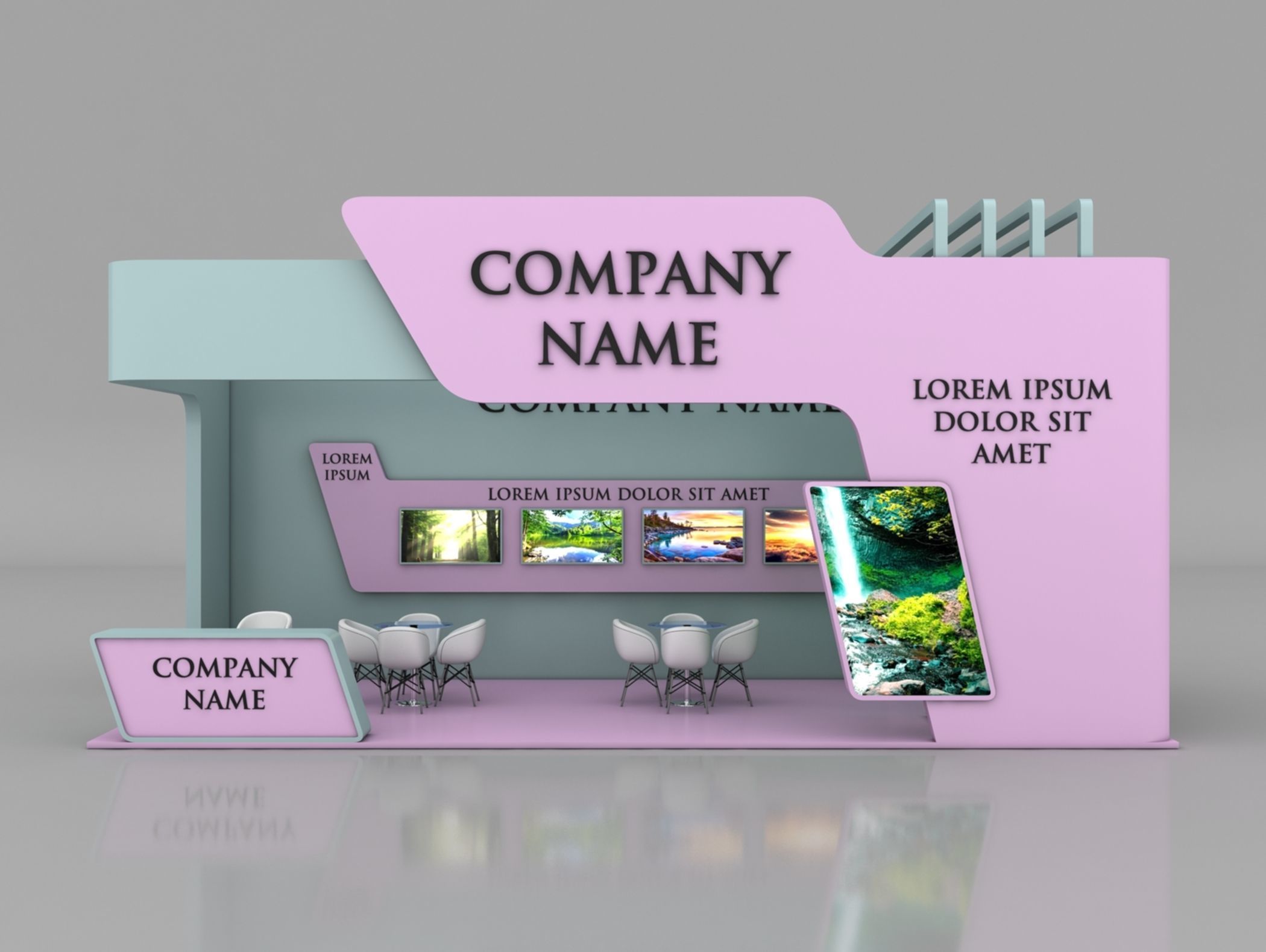 Booth Exhibition Stand Stall 9x4m Height 450 cm 2 Side Open 3D model_2