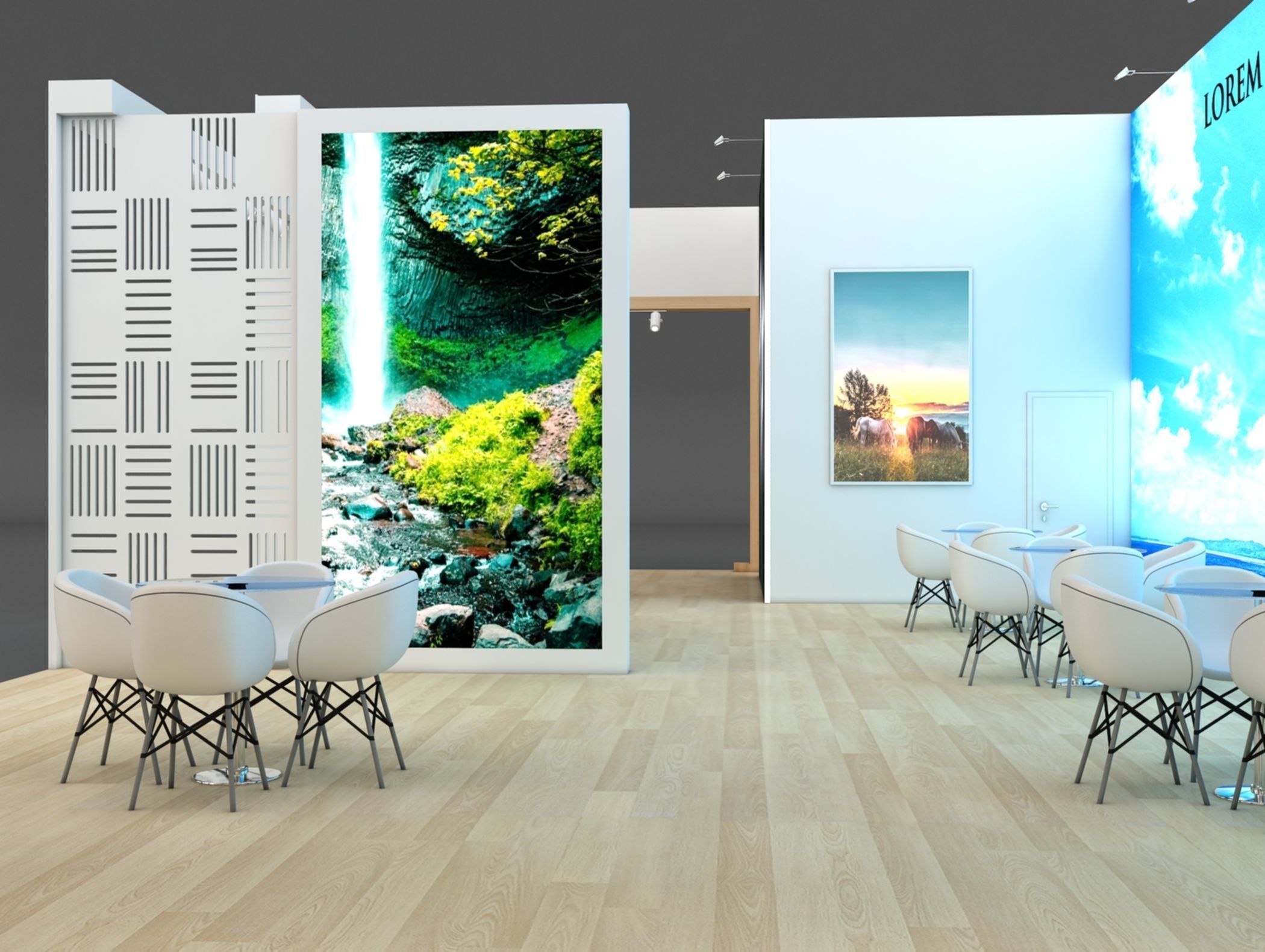 Booth Exhibition Stand Stall 8x20m Height 450 cm 2 Side Open 3D model_5