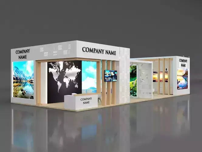 Booth Exhibition Stand Stall 8x20m Height 450 cm 2 Side Open 3D model Booth Exhibition Stand Stall 8x20m Height 450 cm 2 Side Open 3D model