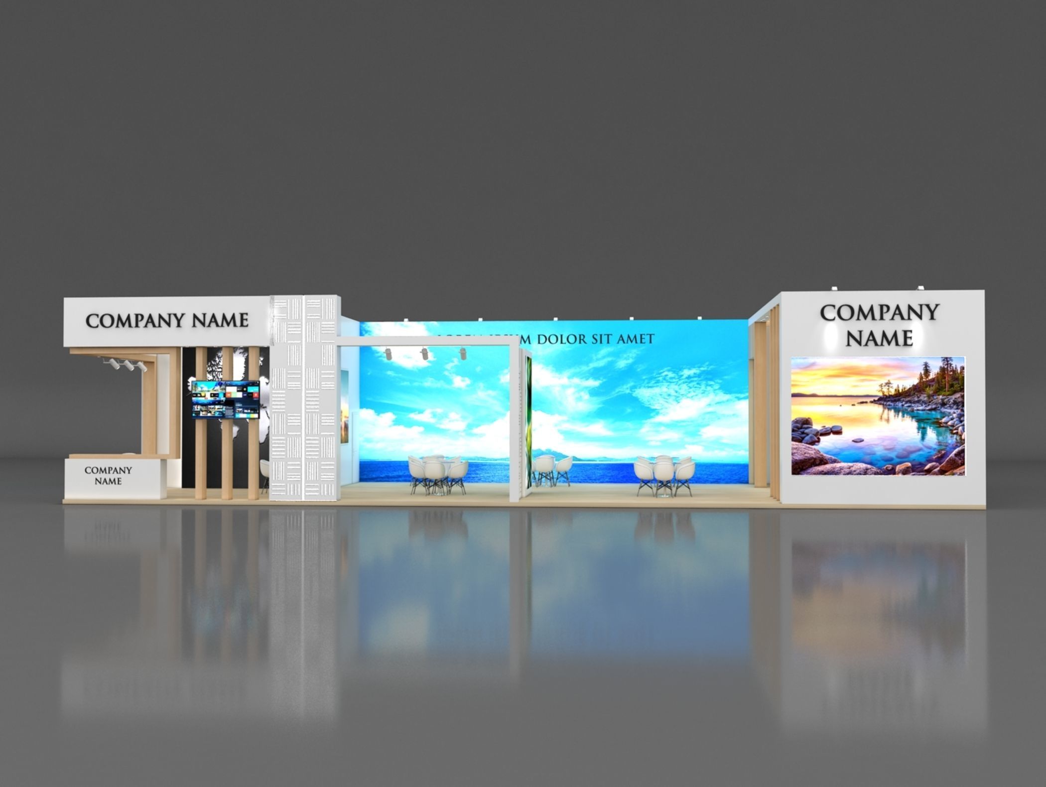 Booth Exhibition Stand Stall 8x20m Height 450 cm 2 Side Open 3D model_2
