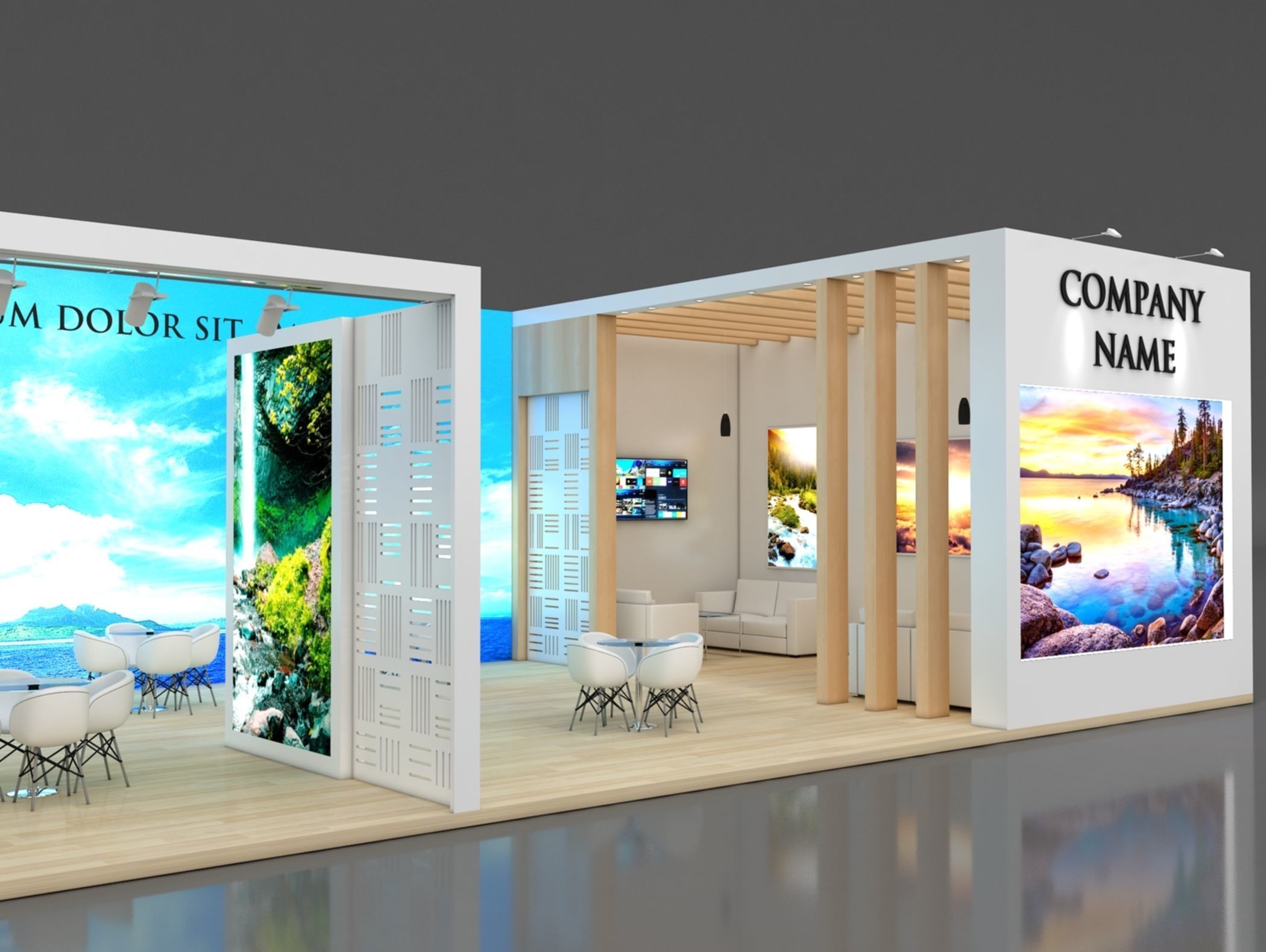 Booth Exhibition Stand Stall 8x20m Height 450 cm 2 Side Open 3D model_3