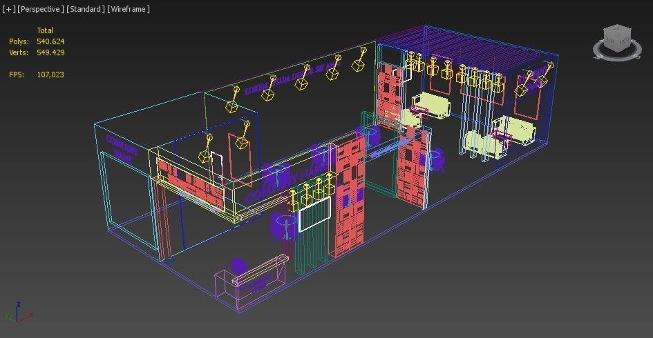Booth Exhibition Stand Stall 8x20m Height 450 cm 2 Side Open 3D model_6