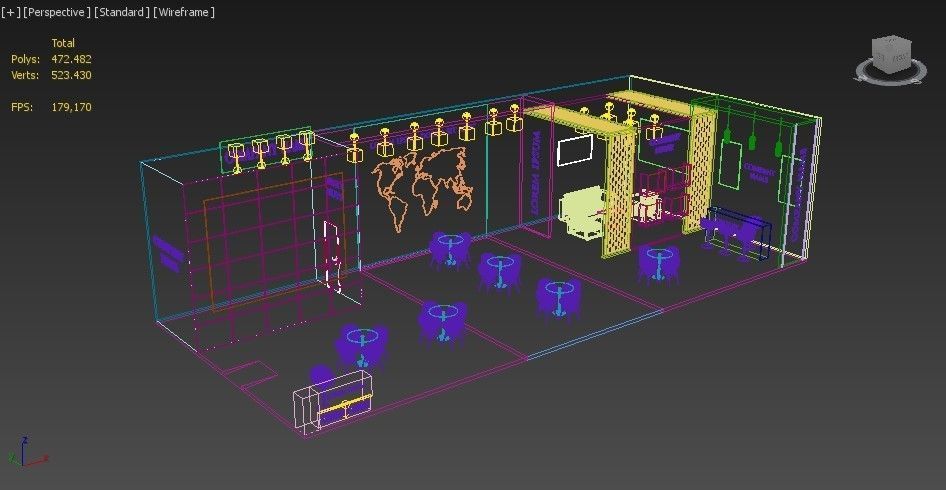 Booth Exhibition Stand Stall 8x18m Height 450 cm 2 Side Open 3D model_5