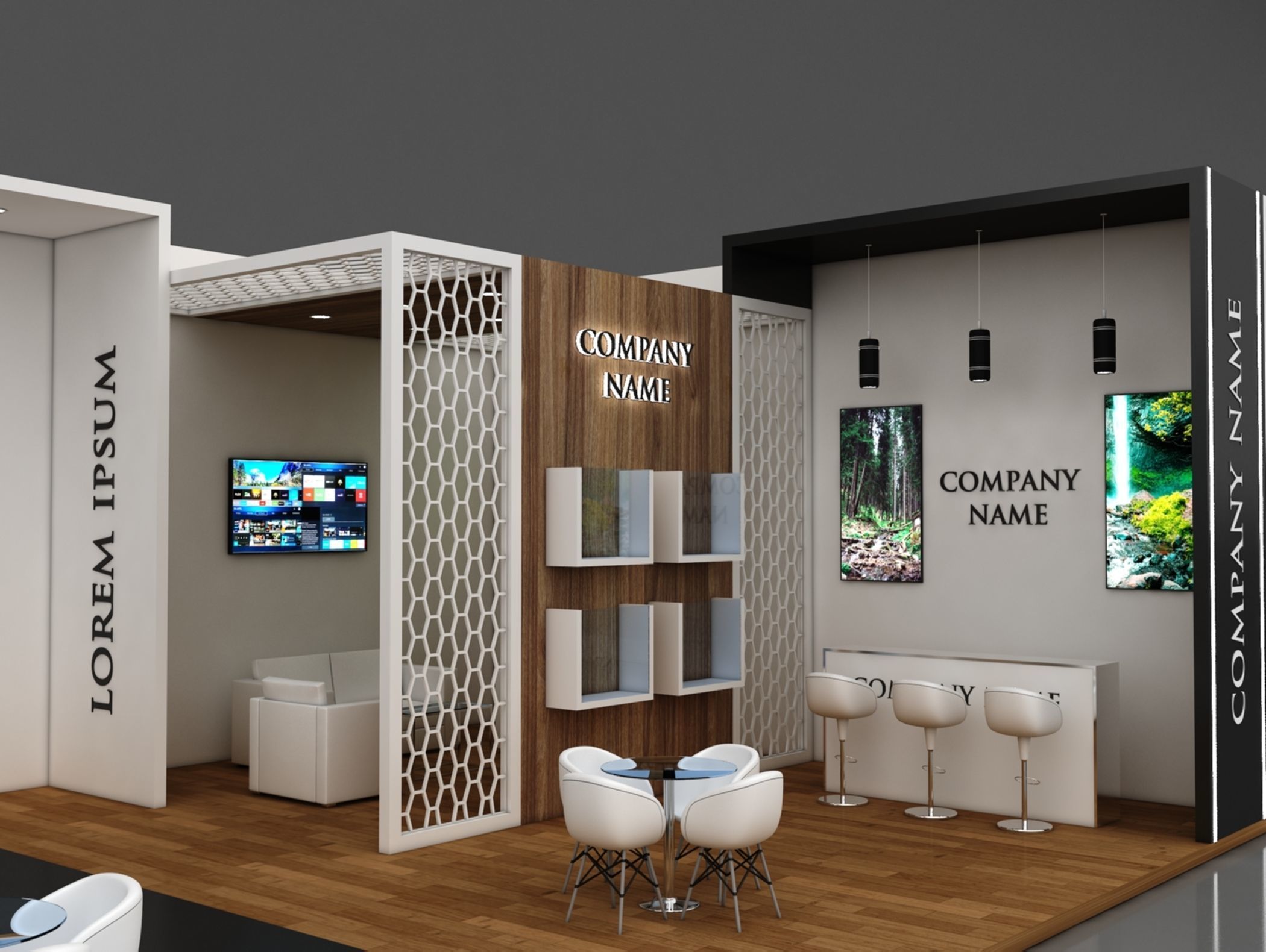Booth Exhibition Stand Stall 8x18m Height 450 cm 2 Side Open 3D model_3
