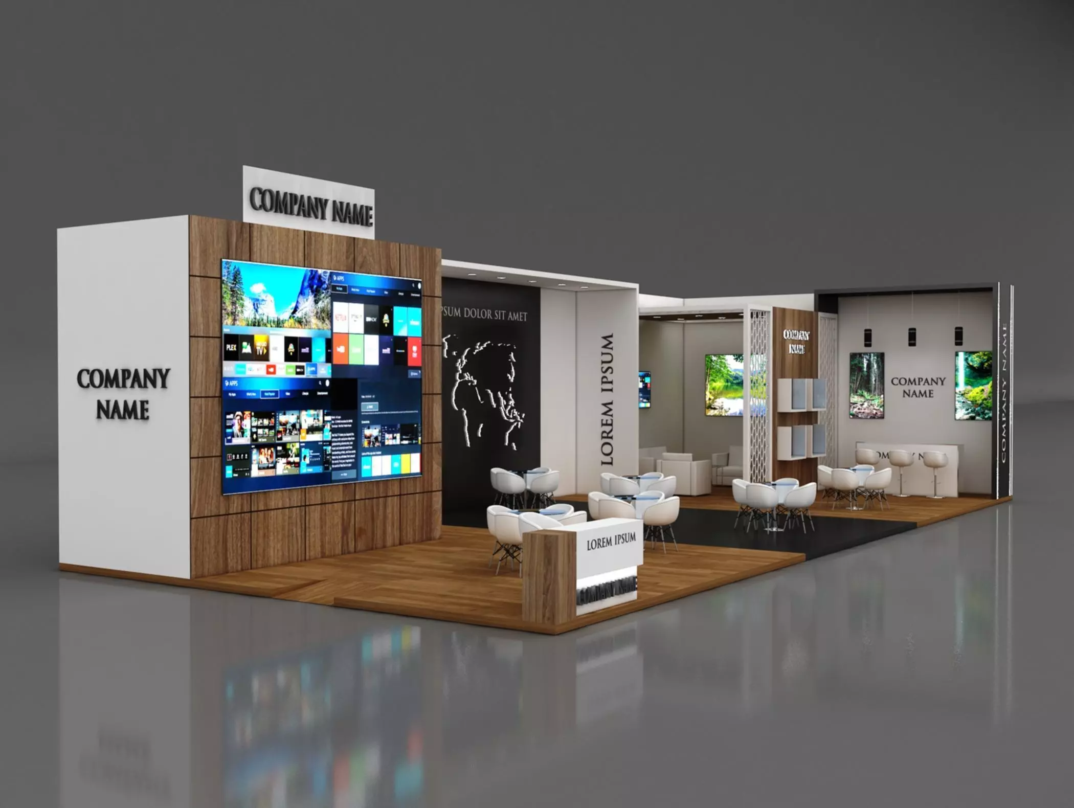 Booth Exhibition Stand Stall 8x18m Height 450 cm 2 Side Open 3D model_0