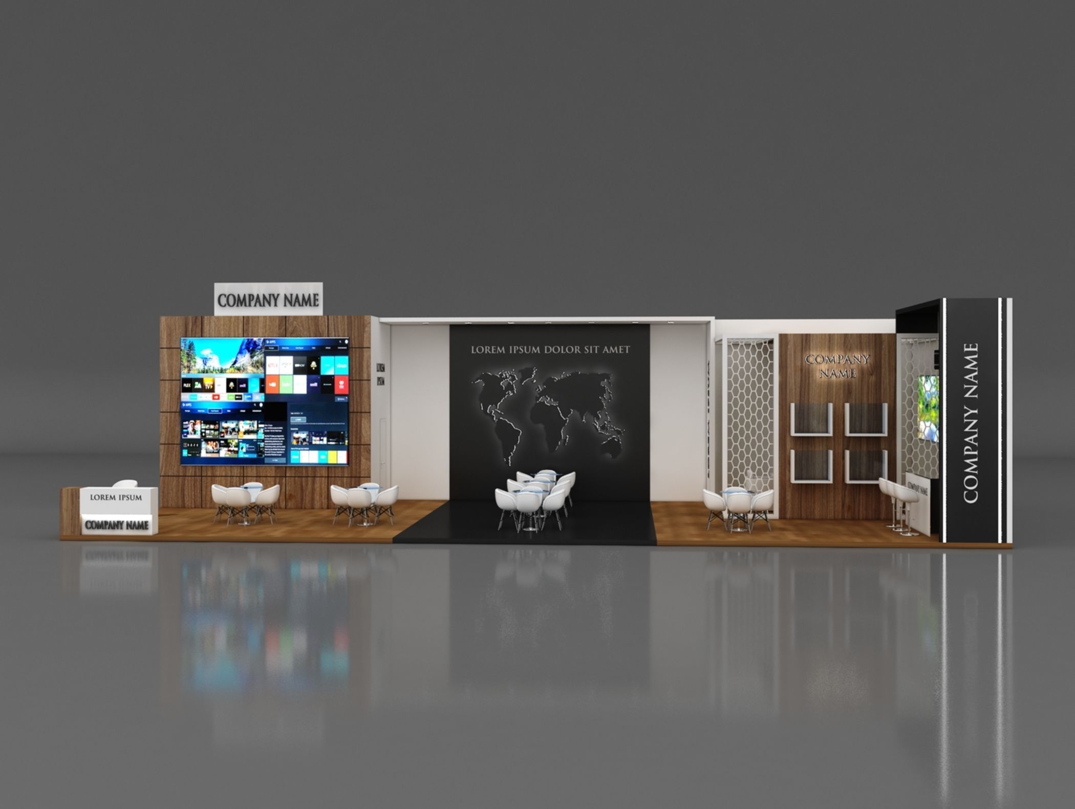 Booth Exhibition Stand Stall 8x18m Height 450 cm 2 Side Open 3D model_2