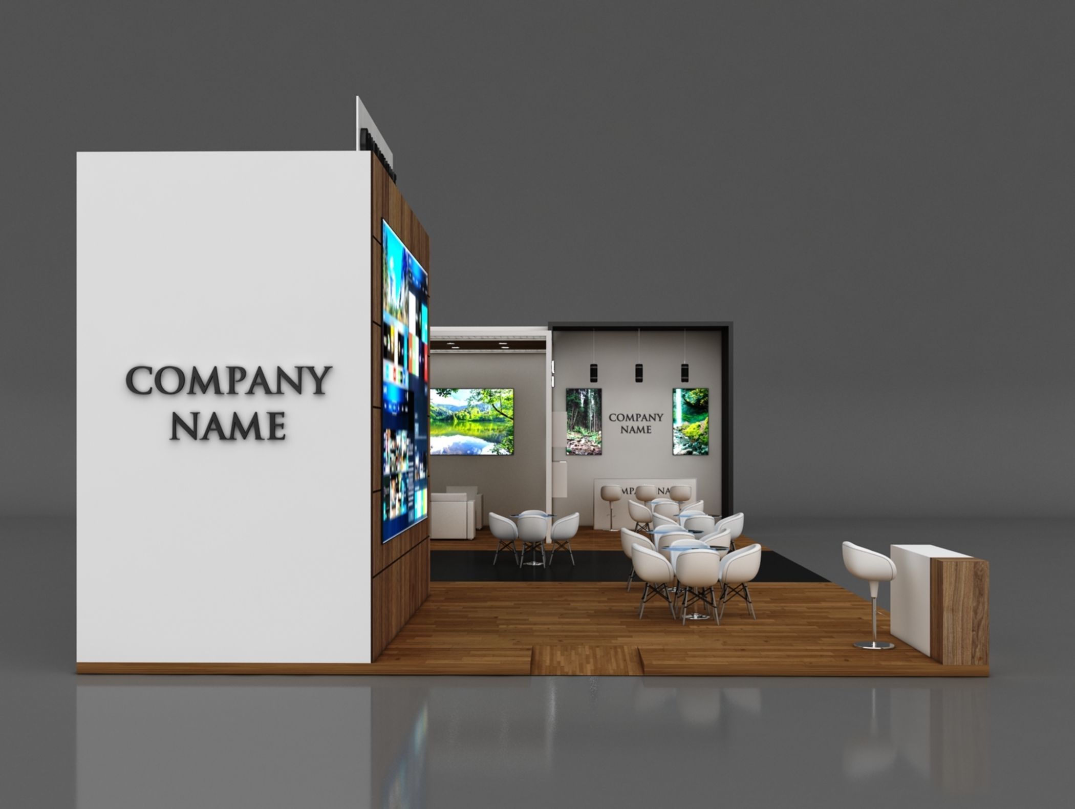 Booth Exhibition Stand Stall 8x18m Height 450 cm 2 Side Open 3D model_4