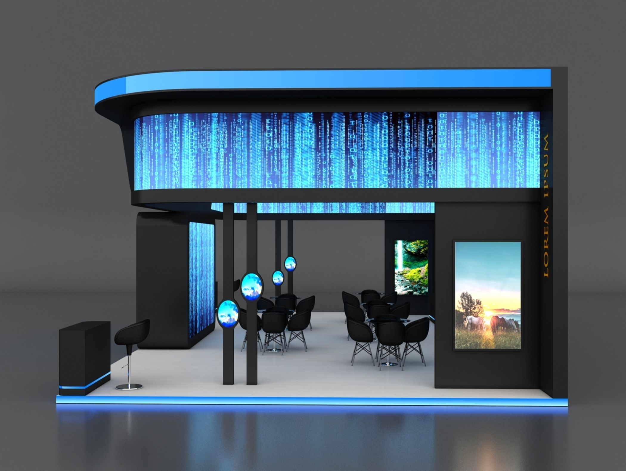 Booth Exhibition Stand Stall 7x12m Height 450 cm 3 Side Open 3D model_6