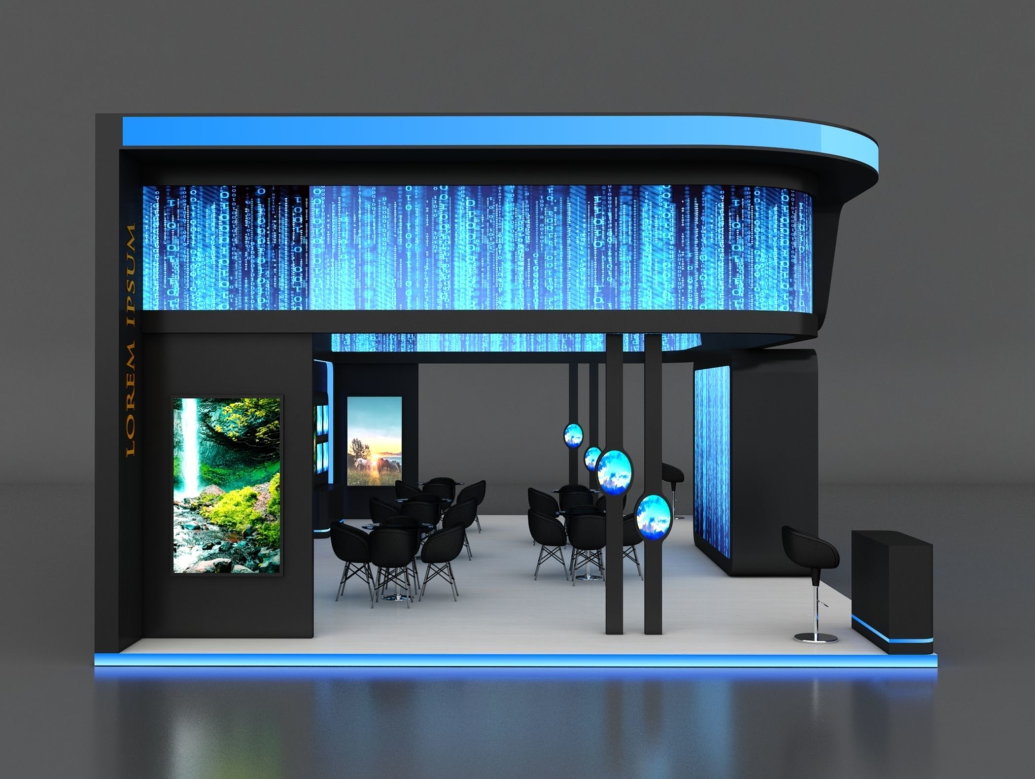Booth Exhibition Stand Stall 7x12m Height 450 cm 3 Side Open 3D model_5