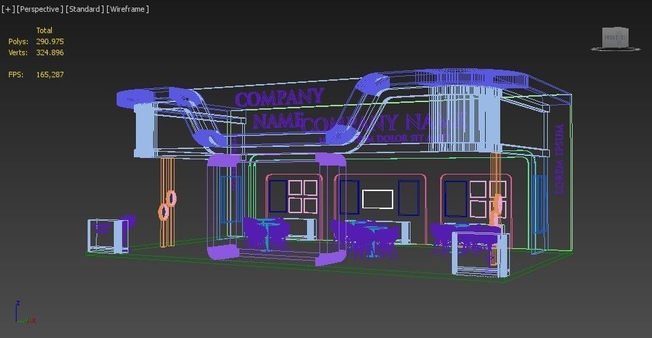 Booth Exhibition Stand Stall 7x12m Height 450 cm 3 Side Open 3D model_7