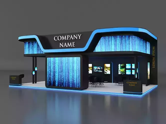 Booth Exhibition Stand Stall 7x12m Height 450 cm 3 Side Open 3D model Booth Exhibition Stand Stall 7x12m Height 450 cm 3 Side Open 3D model