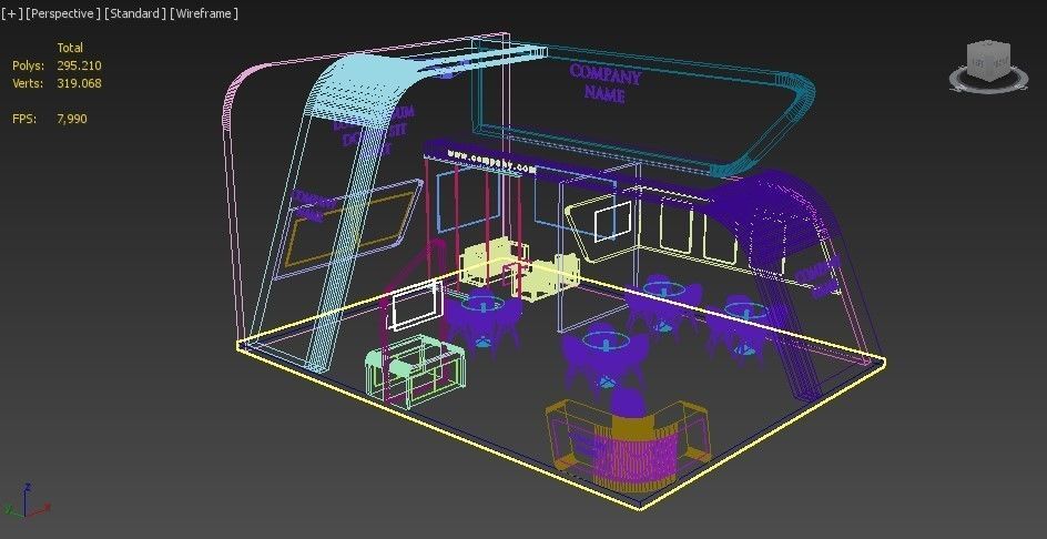 Booth Exhibition Stand Stall 7x9m Height 500 cm 2 Side Open 3D model_5