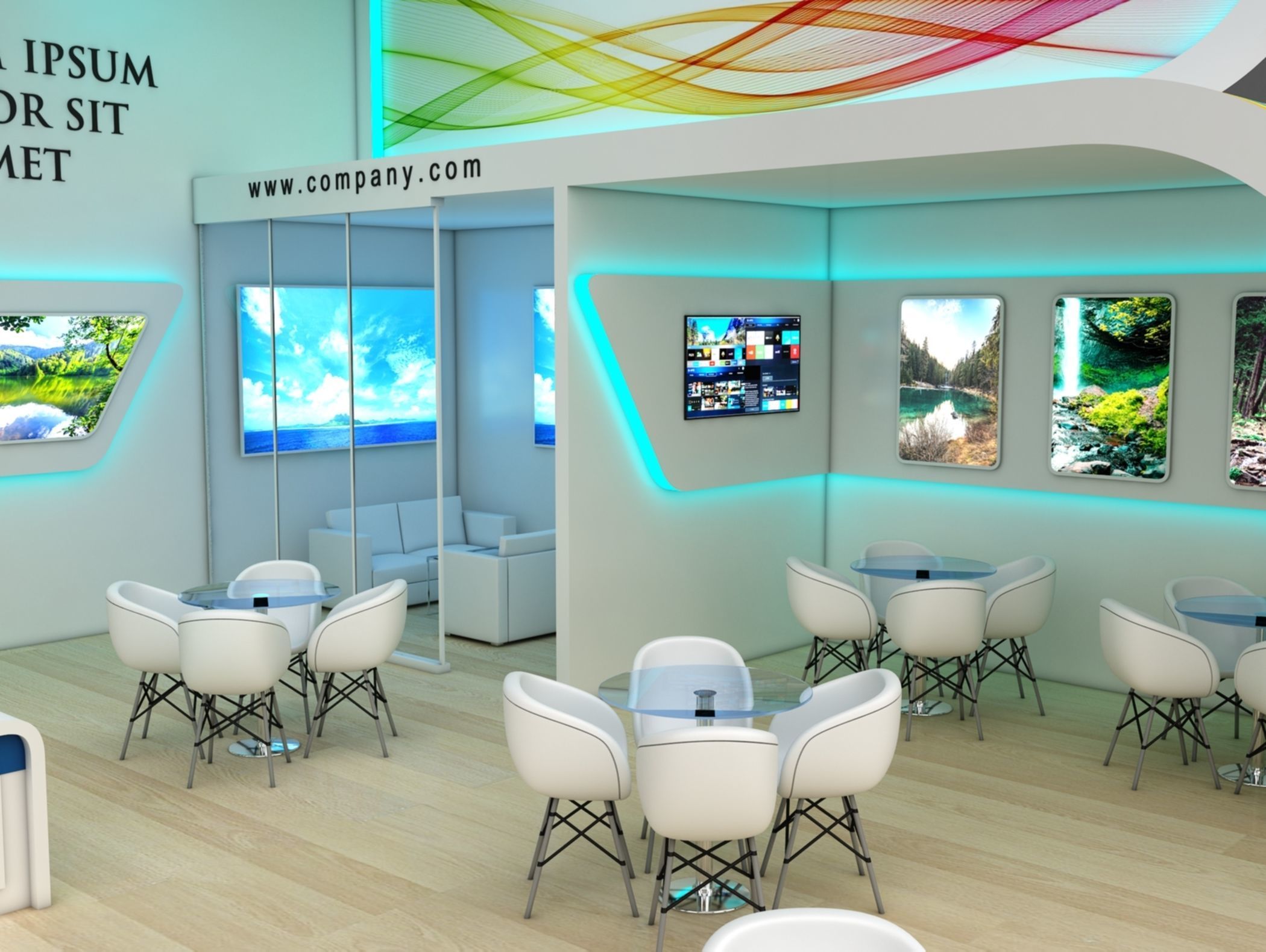 Booth Exhibition Stand Stall 7x9m Height 500 cm 2 Side Open 3D model_4