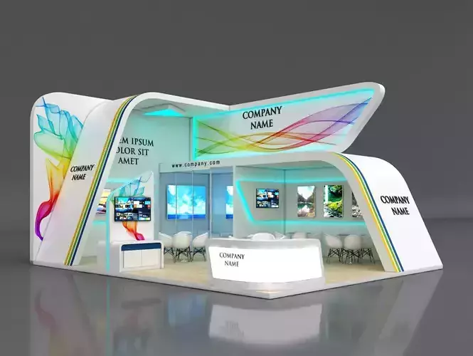 Booth Exhibition Stand Stall 7x9m Height 500 cm 2 Side Open 3D model Booth Exhibition Stand Stall 7x9m Height 500 cm 2 Side Open 3D model