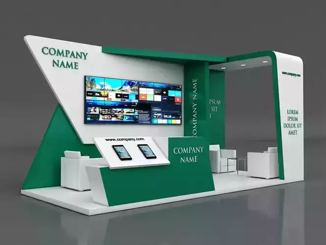 Booth Exhibition Stand Stall 7x4m Height 350 cm 3 Side Open 3D model