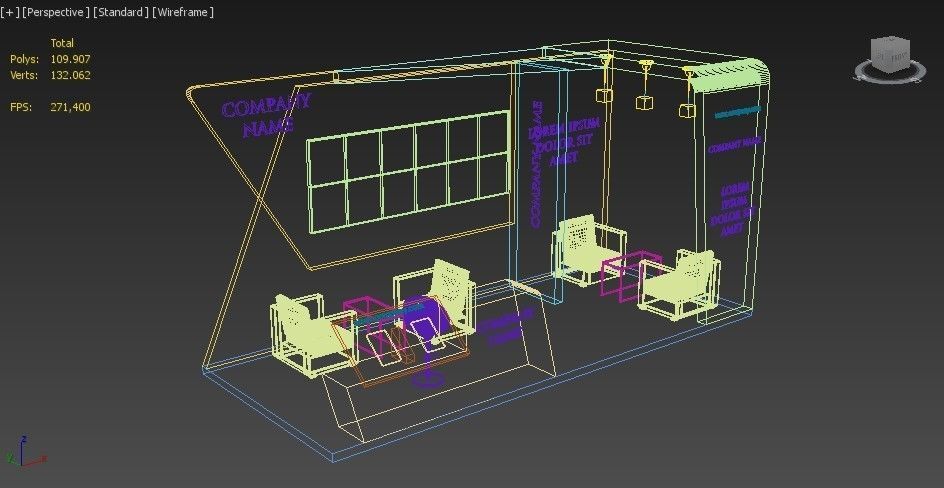 Booth Exhibition Stand Stall 7x4m Height 350 cm 3 Side Open 3D model_7