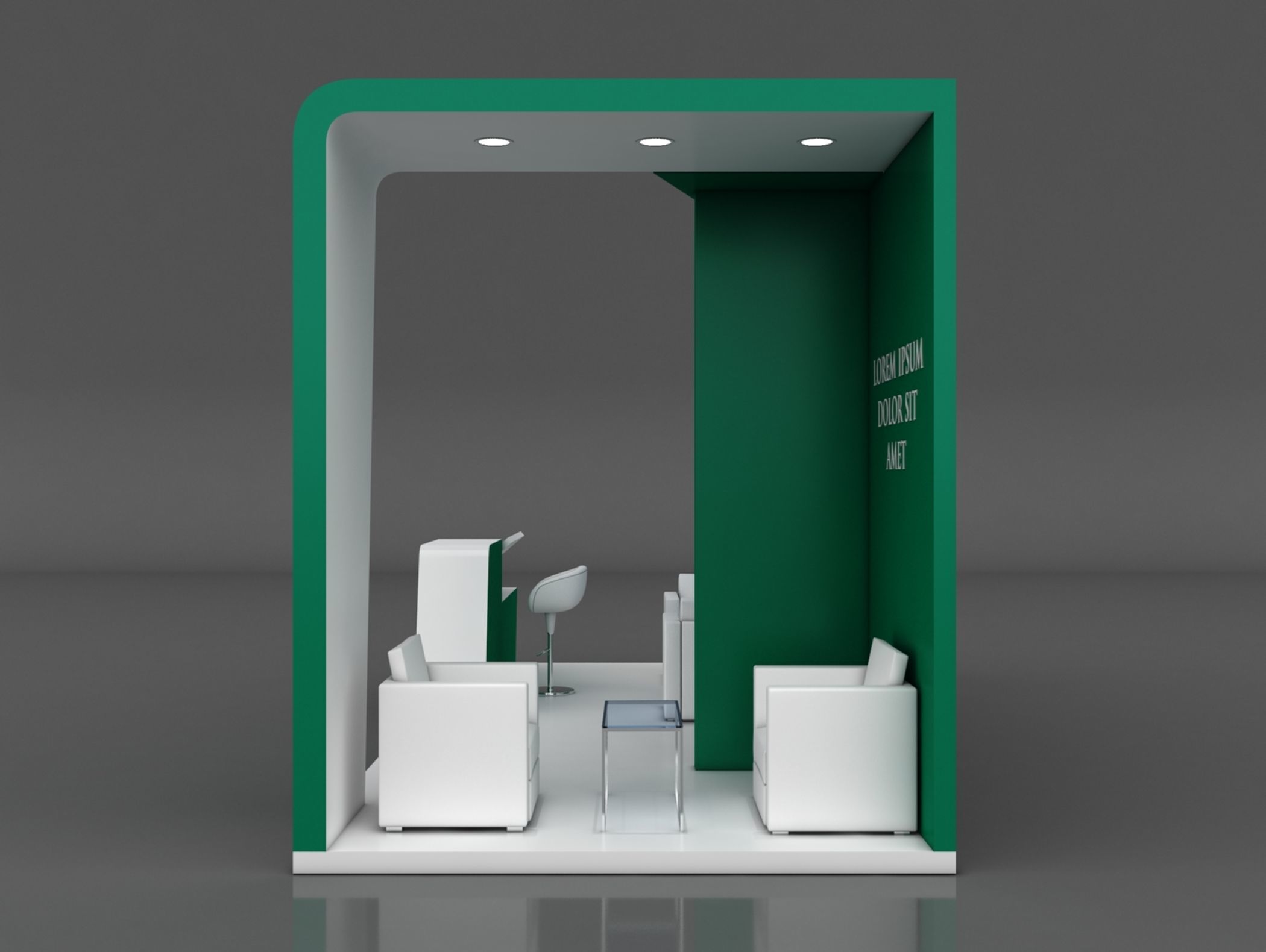 Booth Exhibition Stand Stall 7x4m Height 350 cm 3 Side Open 3D model_5